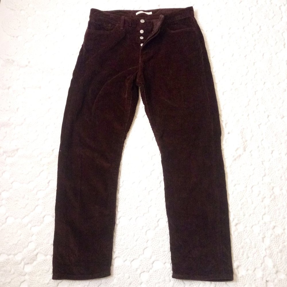 Levis Corduroy Pants Wedgie Fit Button Fly Brown Thick Rib High Rise 31 Women